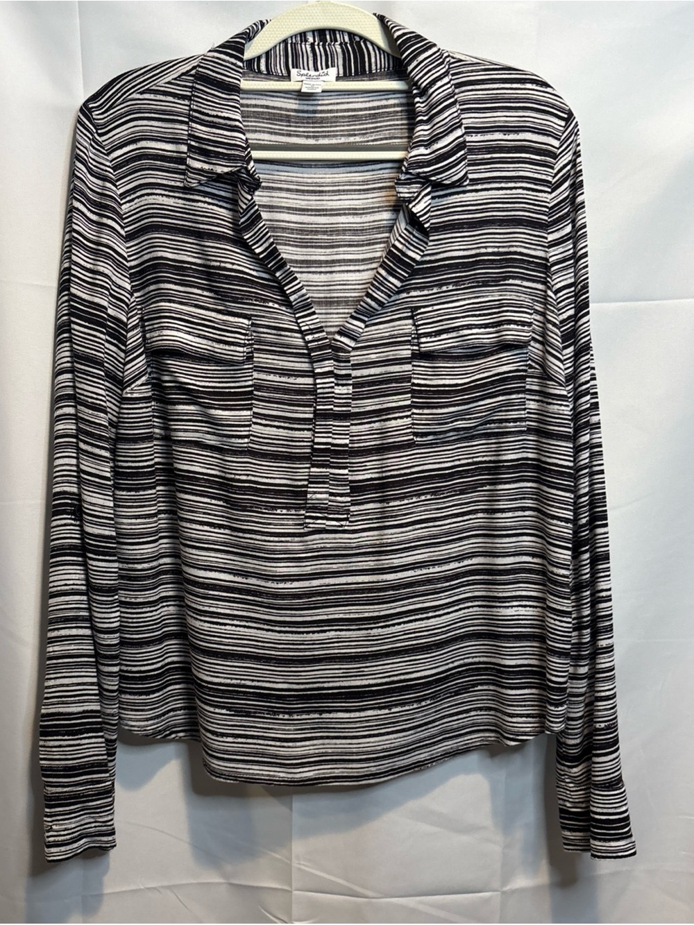 Splendid Black & White Striped Long-Sleeve Pullover